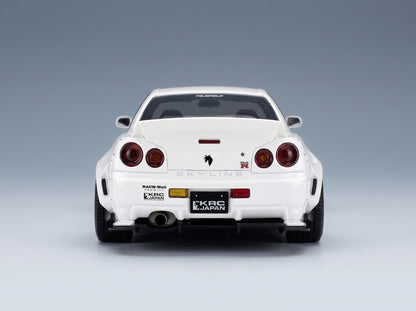 Nissan Skyline GT-R BNR34 by KRC 2019 White Otto-Mobile 1:18 scale model - rear view