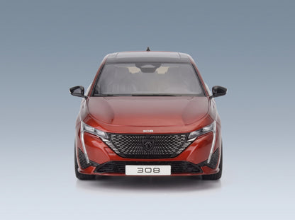 Peugeot 308 GT 2022 Red Otto-Mobile 1:18 scale model - front view