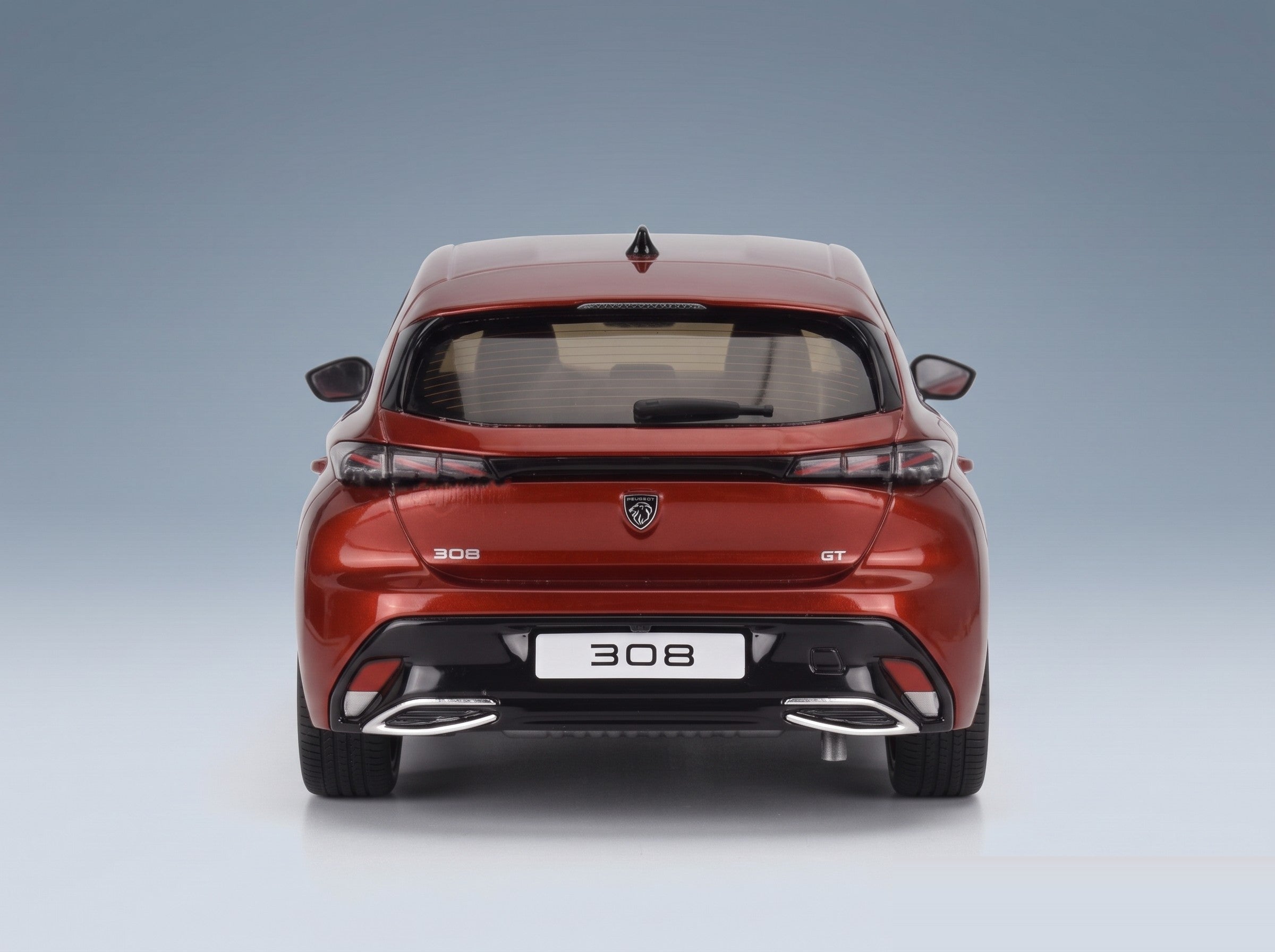 Peugeot 308 GT 2022 Red Otto-Mobile 1:18 scale model - rear view