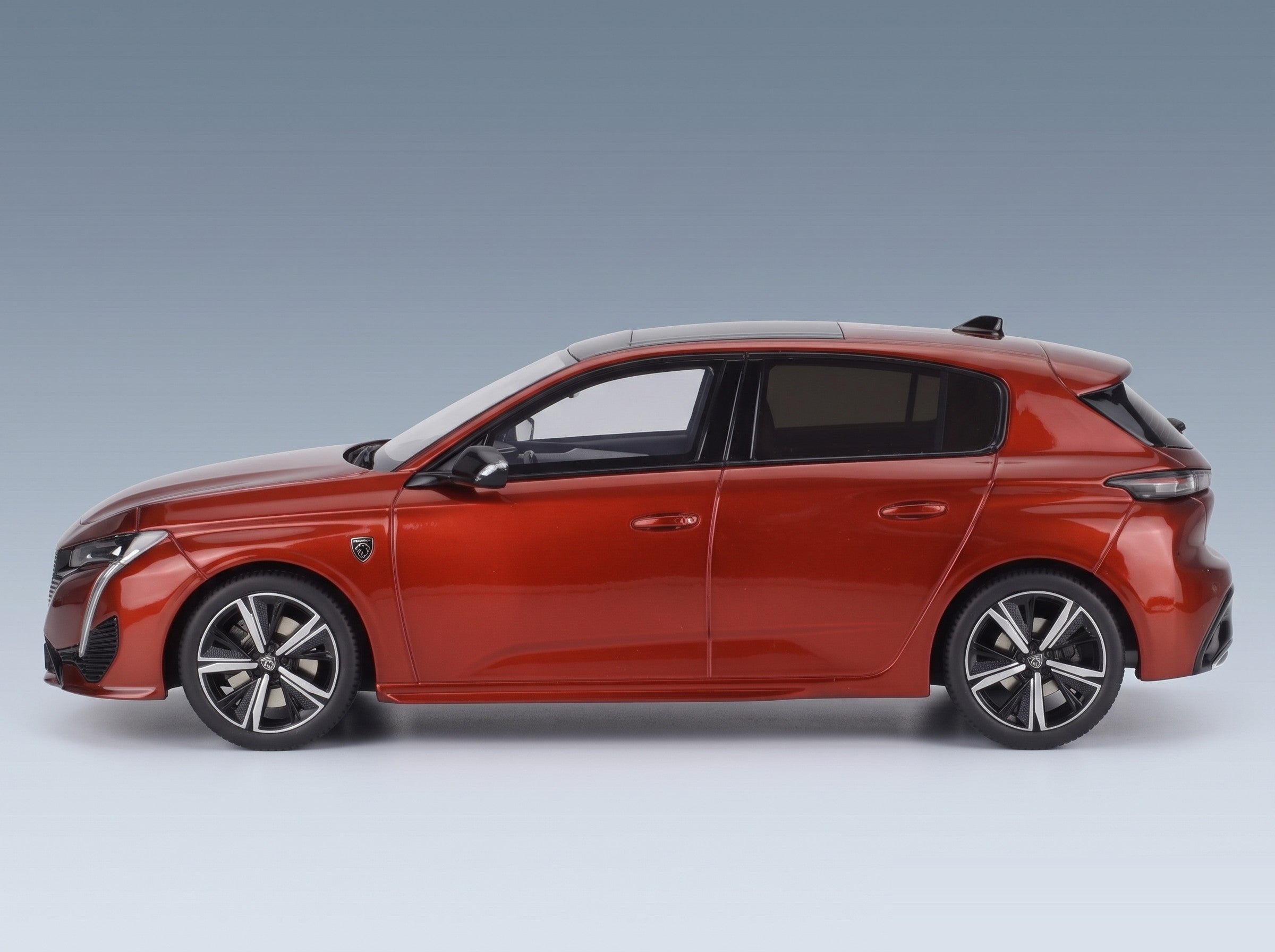 Peugeot 308 GT 2022 Red Otto-Mobile 1:18 scale model - side view