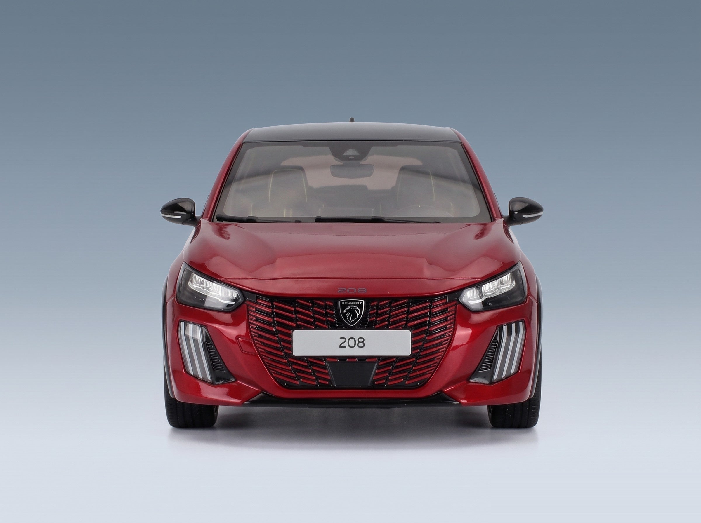 Peugeot 208 GT 2024 Elixir Red Otto-Mobile 1:18 scale model - front view