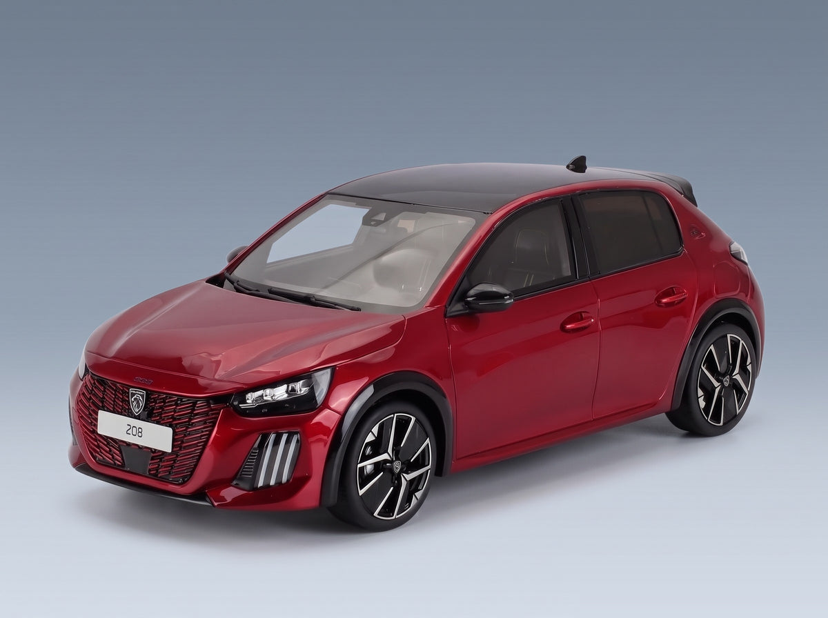 Peugeot 208 GT 2024 Elixir Red Otto-Mobile 1:18 scale model - front three-quarter view