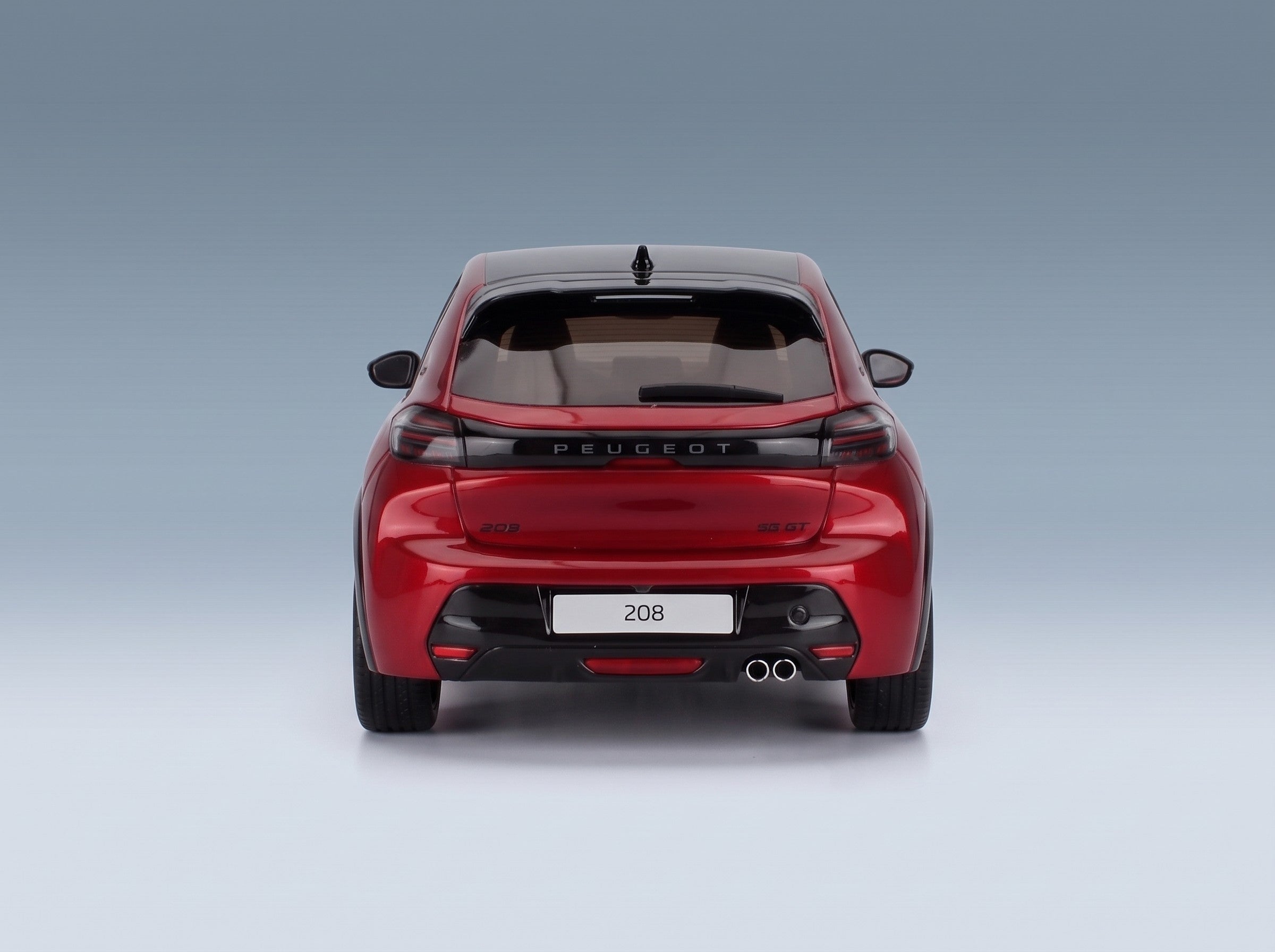 Peugeot 208 GT 2024 Elixir Red Otto-Mobile 1:18 scale model - rear view