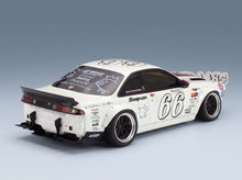 Nissan Silvia S14 No. 66 Boss Rocket Bunny 2024 White Otto-Mobile 1:18 scale model - rear three-quarter view