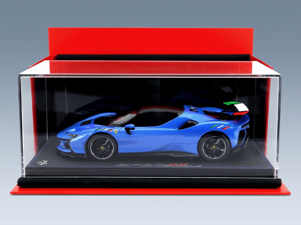 Ferrari SF90 XX Stradale Black Roof 2024 Blu Francia Blue Black with Showcase BBR Models 1:18 - original packaging
