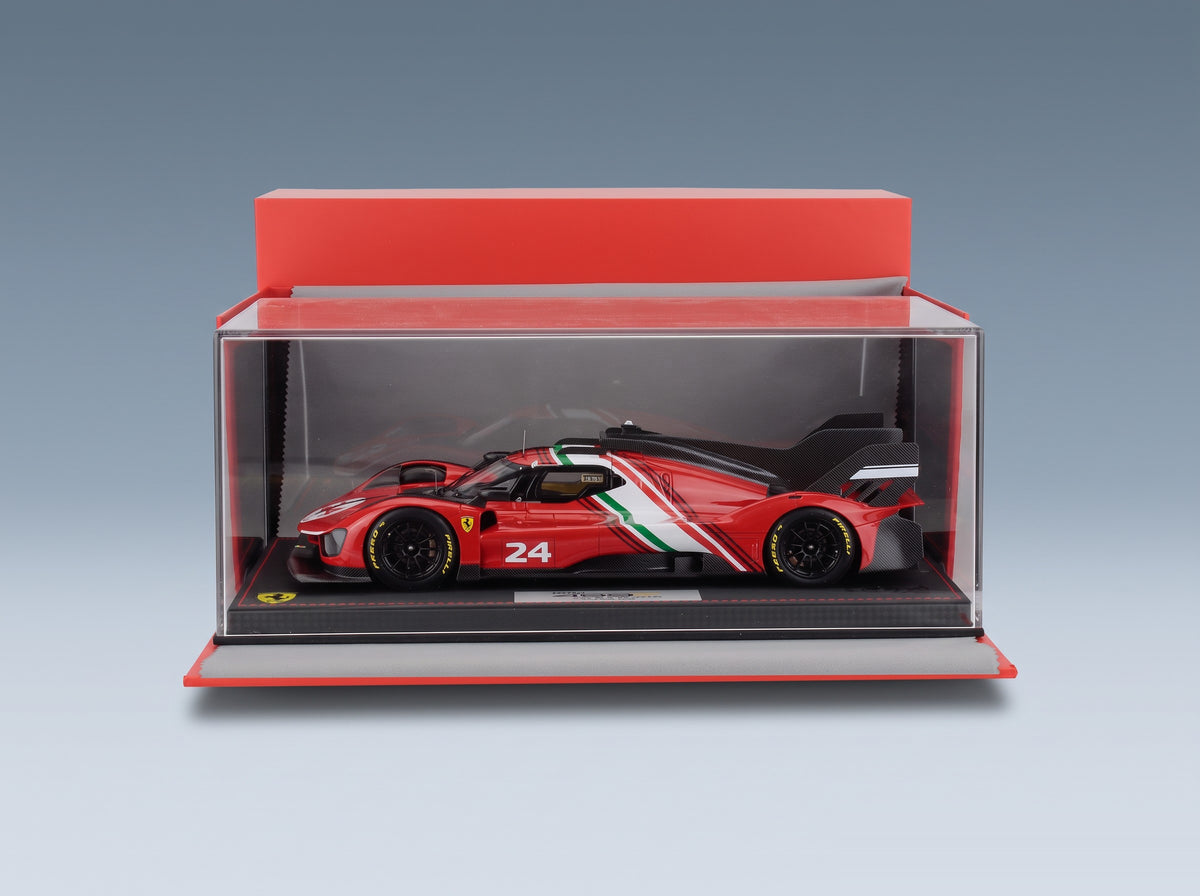Ferrari 499P 3.0L Turbo V6 No. 24 Modificata Launch Version 2023 Red White Black with Showcase BBR Models 1:18 scale model - original packaging