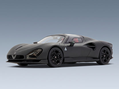 ALFA ROMEO - 33 STRADALE 2025 - CON VETRINA - WITH SHOWCASE - MATT CARBON scale model - front three-quarter view