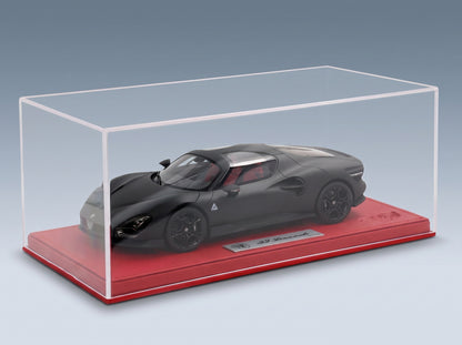 ALFA ROMEO - 33 STRADALE 2025 - CON VETRINA - WITH SHOWCASE - MATT CARBON scale model - side view in display case