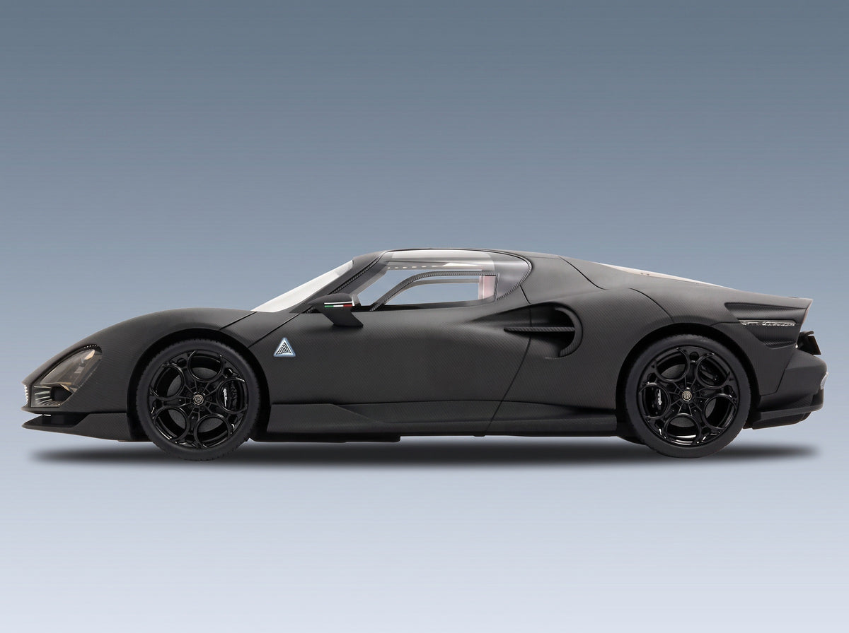 ALFA ROMEO - 33 STRADALE 2025 - CON VETRINA - WITH SHOWCASE - MATT CARBON scale model - side view