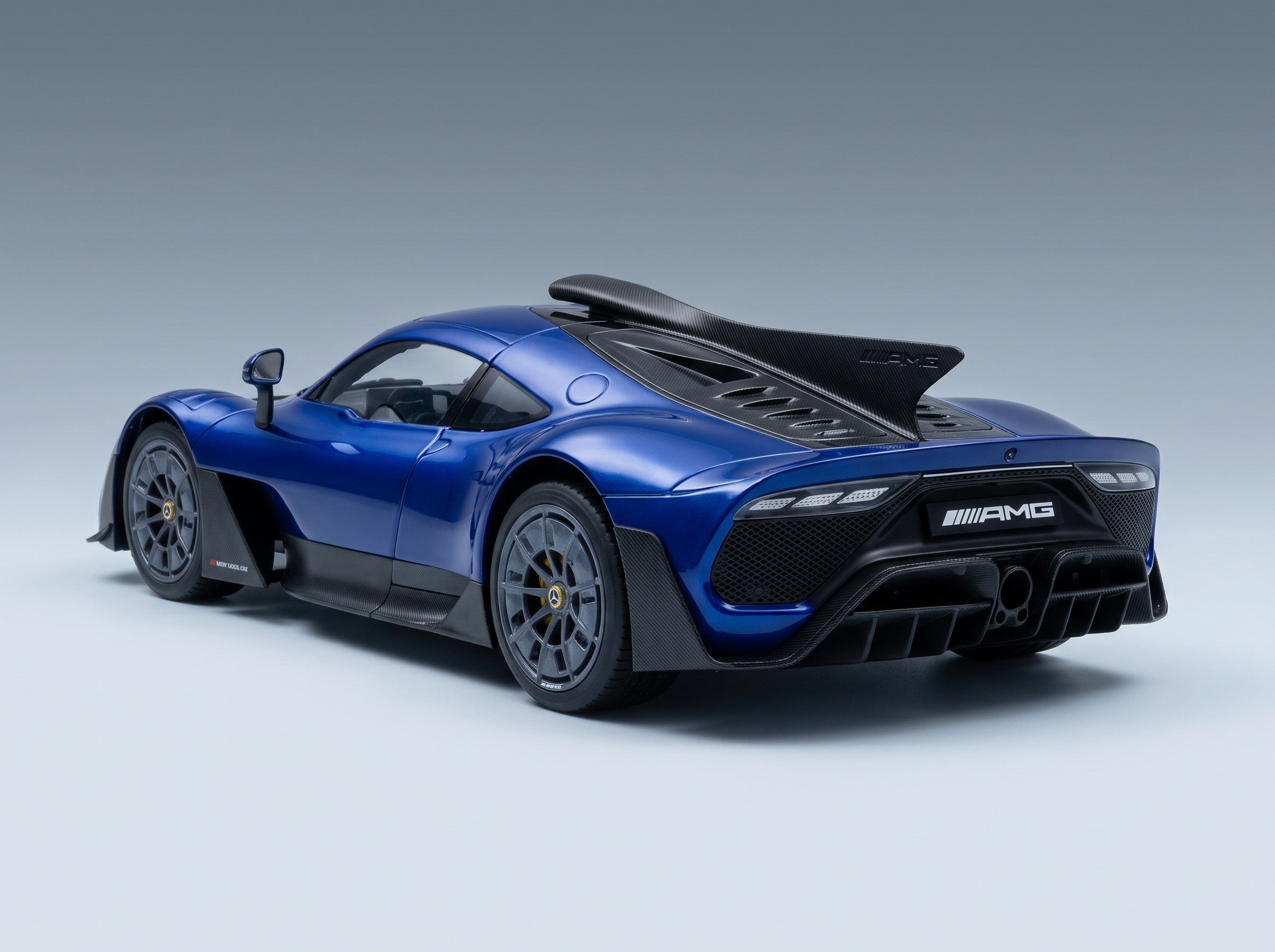 Mercedes-AMG One (C298) 2023 Brillant Blue Black NZG 1:18 scale model - rear three-quarter view