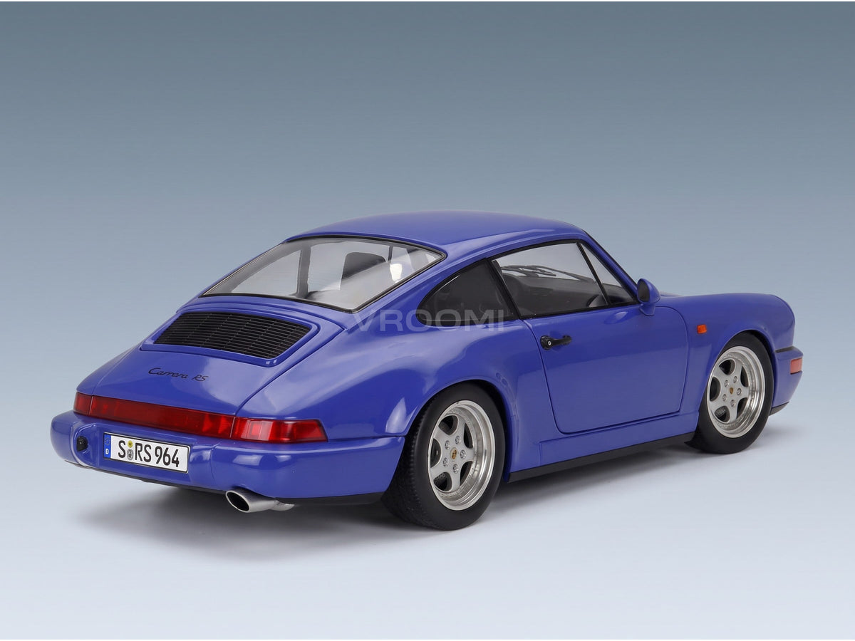 Porsche 911 964 RS Coupé 1992 Blue Speedline Rims KK Scale 1:12 scale model - rear three-quarter view