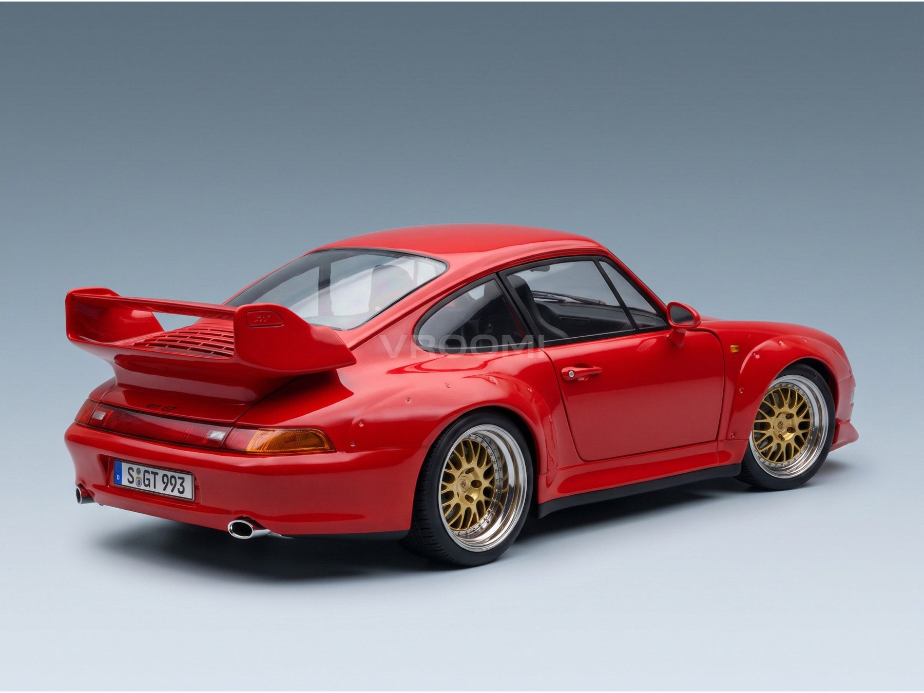 Porsche 911 993 GT2 with BBS Rims 1996 KK Scale 1:12 scale model - rear three-quarter view