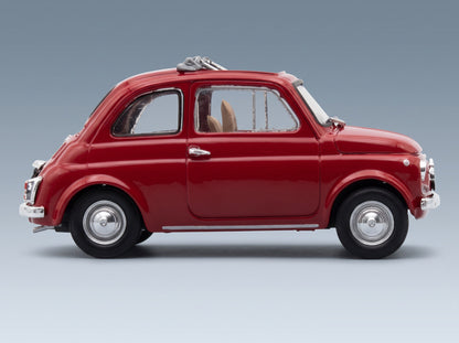 Fiat 500F Tetto Aperto 1965 Rosso Medio Brumm 1:43 scale model - side view