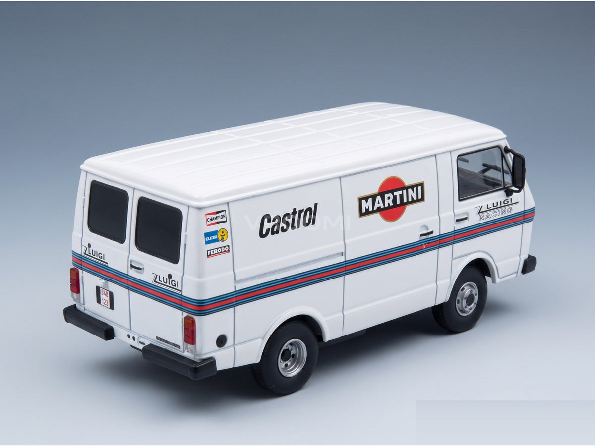 Volkswagen LT28 Van SWB Team Martini Rally Assistance 1975 IXO Models 1:43 scale model - rear three-quarter view