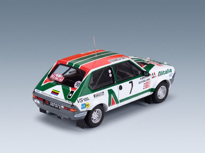 Fiat Ritmo 75 Abarth Alitalia No. 7 Per Eklund Hans Sylvan Rally Monte Carlo 1979 Night Version IXO Models 1:43 scale model - front three-quarter view, top down