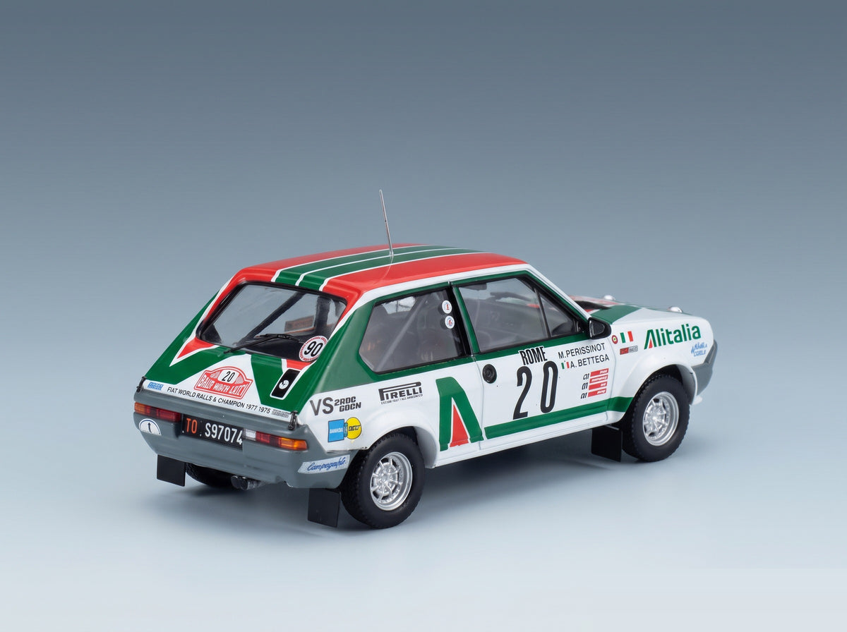 Fiat Ritmo 75 Abarth Alitalia No. 20 Attilio Bettega Maurizio Perissinot Rally Monte Carlo 1979 Night Version IXO Models 1:43 scale model - front three-quarter view, top down