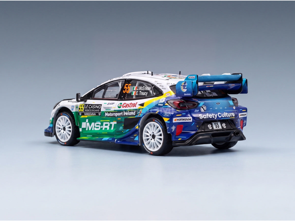 Ford Puma Rally1 M-Sport Ford No. 55 McErlean Treacy Rally Monte-Carlo 2026 IXO Models 1:43 scale model - rear three-quarter view