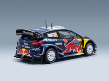 Ford Fiesta WRC Red Bull No. 2 E. Evans D. Barritt Rally Finland 2018 IXO Models 1:43 scale model - rear three-quarter view