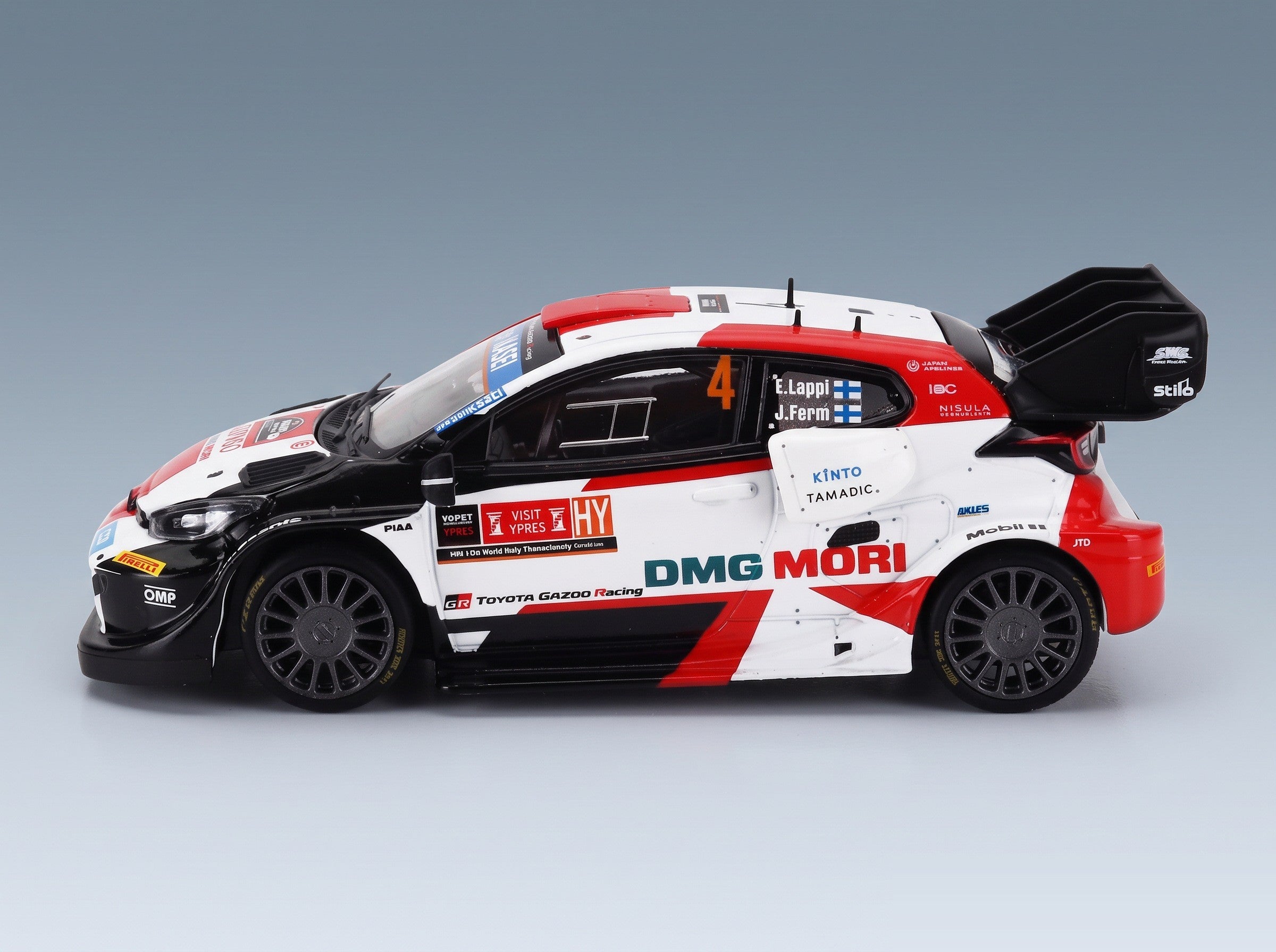 Toyota Yaris GR Rally1 Toyota Gazoo Racing WRT No. 3 Esapekka Lappi Janne Ferm Rally Ypres 2022 IXO Models 1:43 scale model - side view