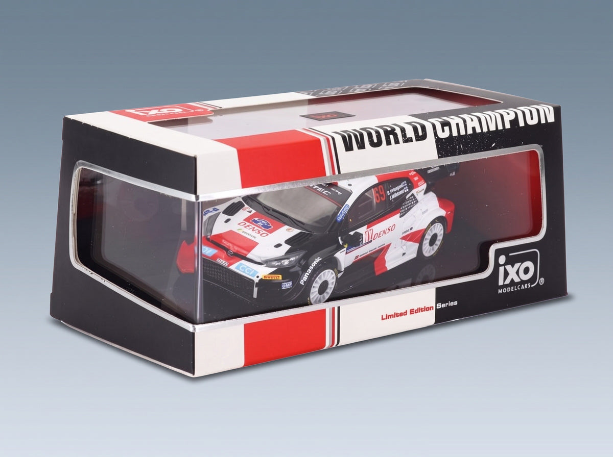 Toyota Yaris GR Hybrid Rally1 Team Toyota Gazoo Racing WRT No. 69 2nd Rally Central European Kalle Rovanpera Jonne Halttunen 2023 IXO Models 1:43 scale model - original packaging
