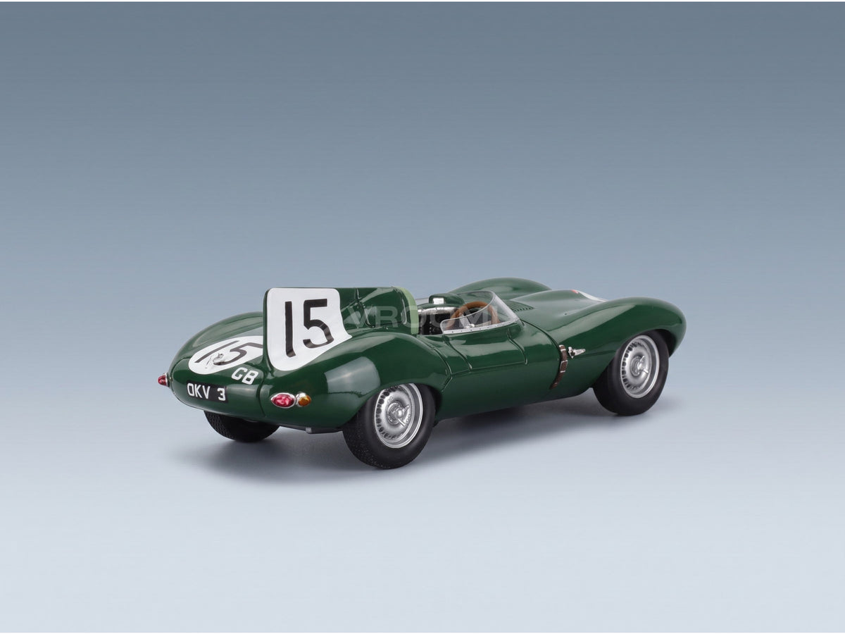 Jaguar D-Type 3.4L S6 Spider Team Jaguar Cars Ltd No. 15 Peter Whitehead Ken Wharton 24h Le Mans 1954 Spark Model 1:43 scale model - rear three-quarter view