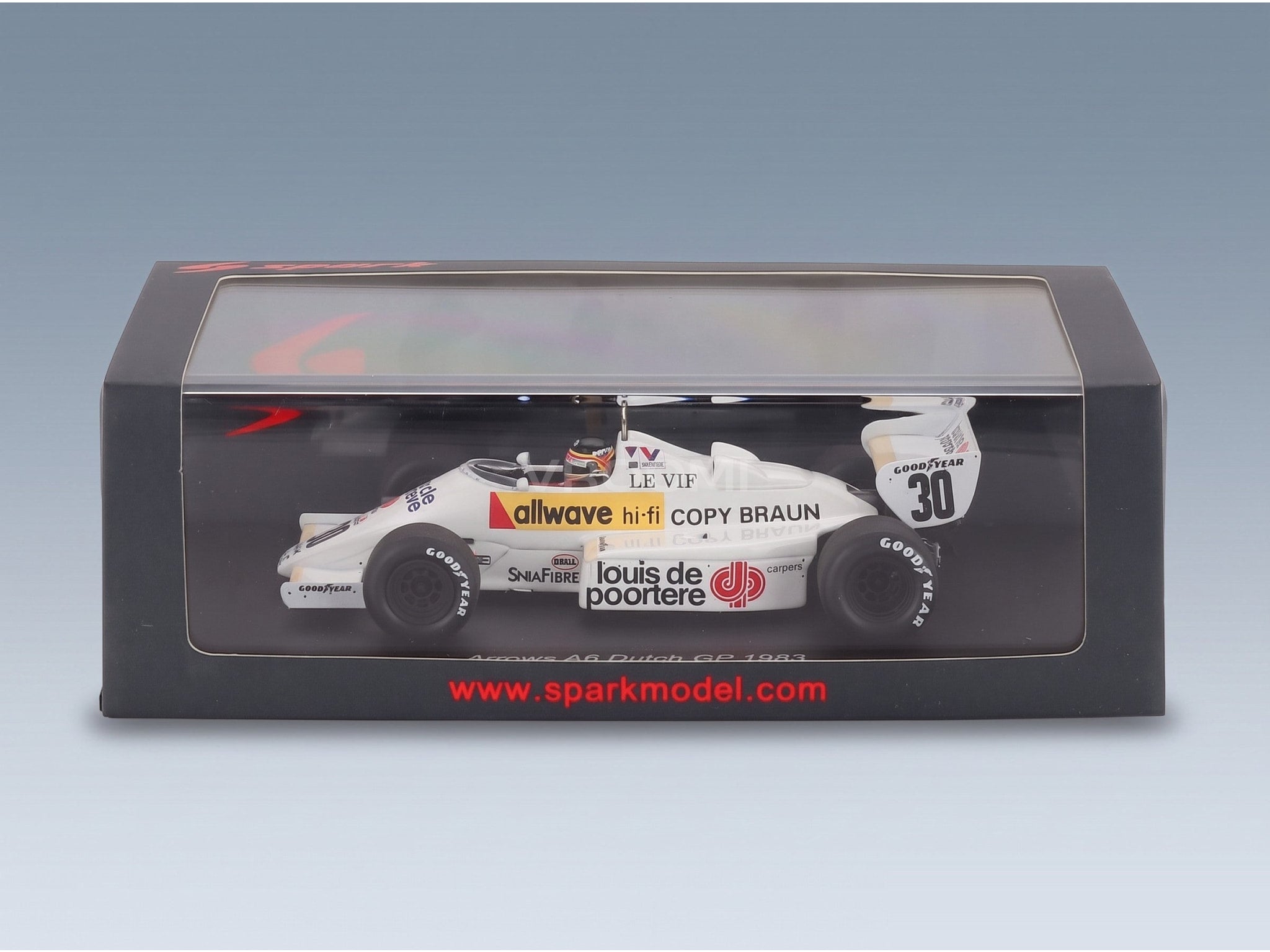 Arrows A6 Arrows Racing Team No. 30 Thierry Boutsen Dutch GP 1983 Spark Model 1:43 scale model - original packaging