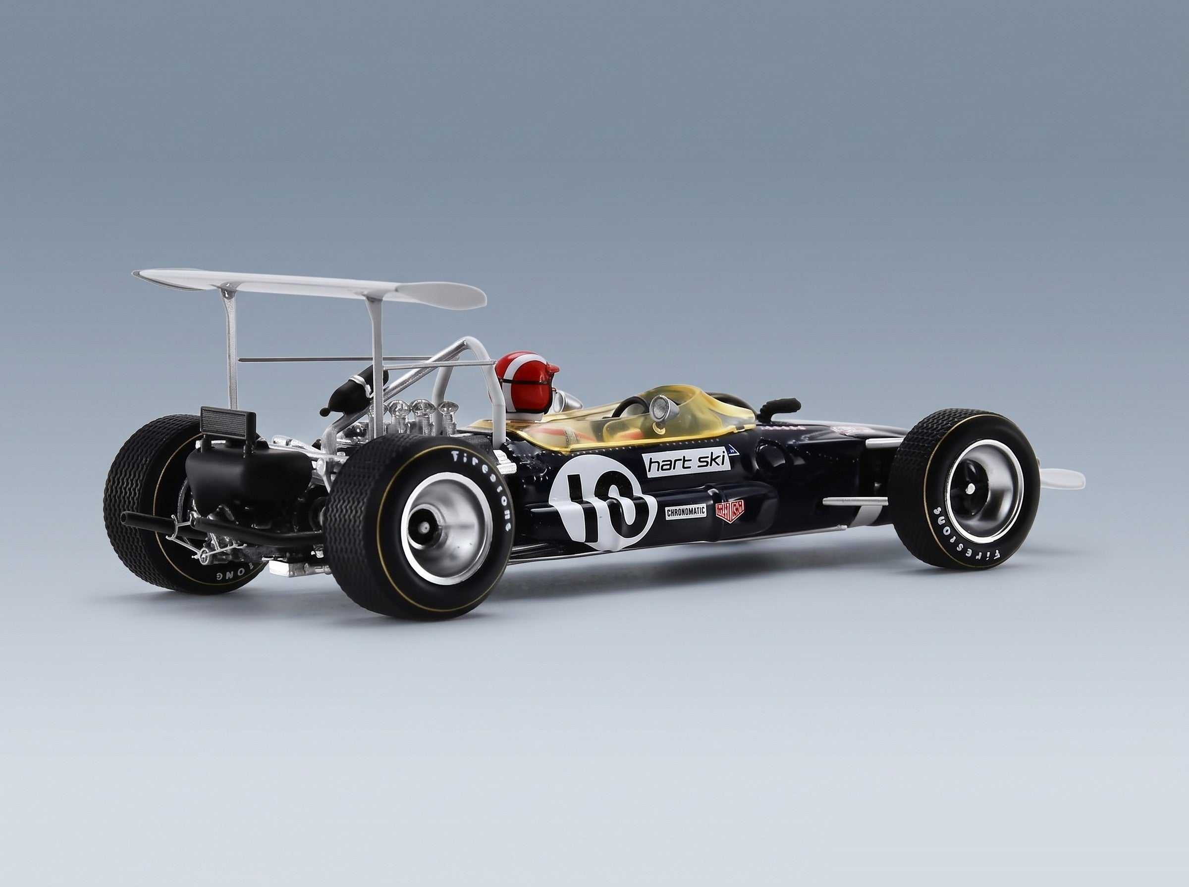 Lotus 49B Rob Walker Racing Team No. 10 Jo Siffert Spanish GP 1968 Spark Model 1:43 scale model - rear three-quarter view