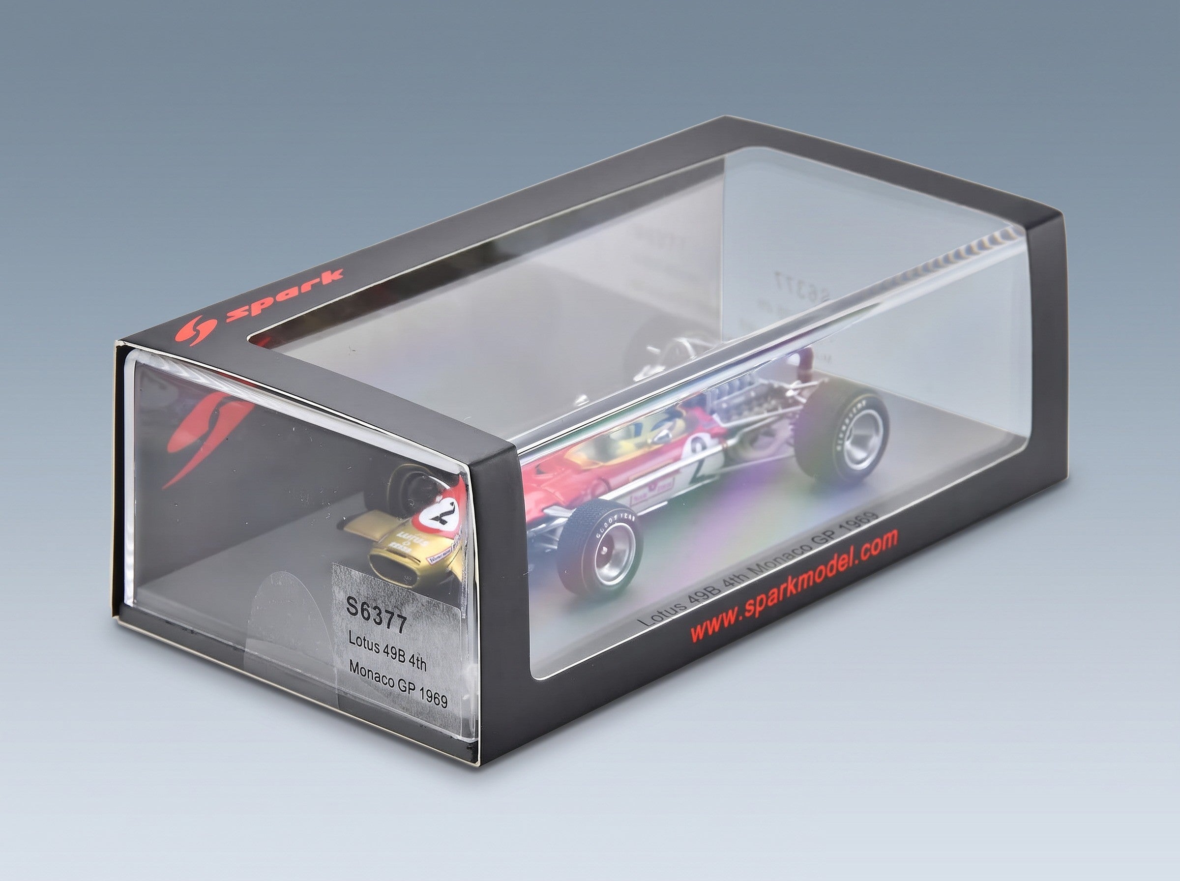 Lotus 49B Gold Leaf Team Lotus No. 2 Richard Attwood Monaco GP 1969 Spark Model 1:43 scale model - original packaging