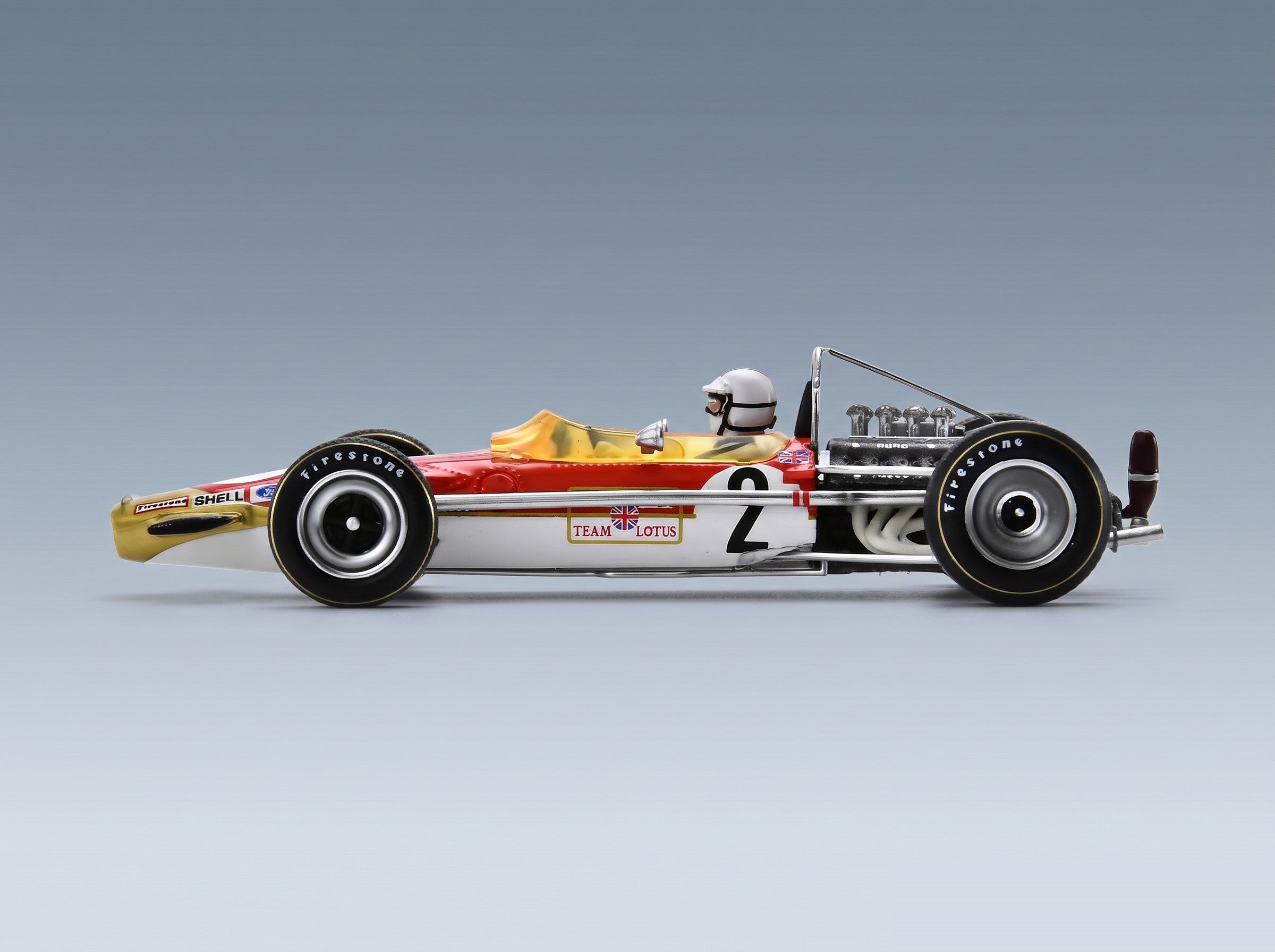Lotus 49B Gold Leaf Team Lotus No. 2 Richard Attwood Monaco GP 1969 Spark Model 1:43 scale model - side view