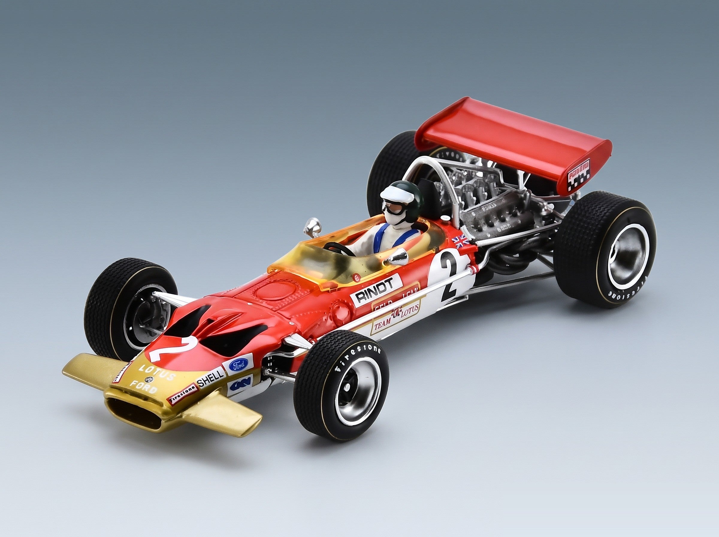 Lotus 49B Gold Leaf Team Lotus No. 2 Jochen Rindt Winner USA GP 1969 Spark Model 1:43 scale model - front three-quarter view