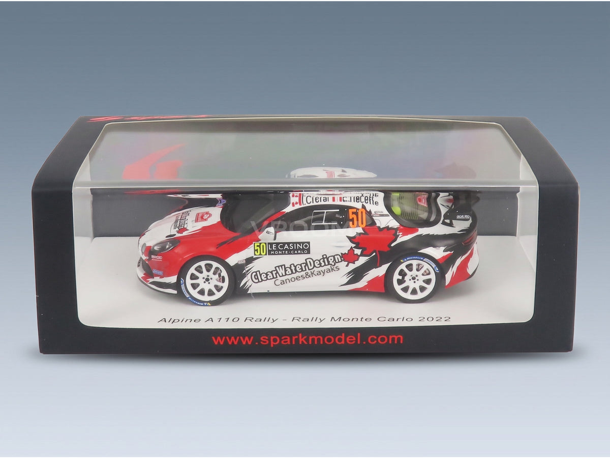 Alpine A110 Rally No. 50 I. Crerar E. Racette Rally Monte Carlo 2022 Spark Model 1:43 scale model - original packaging