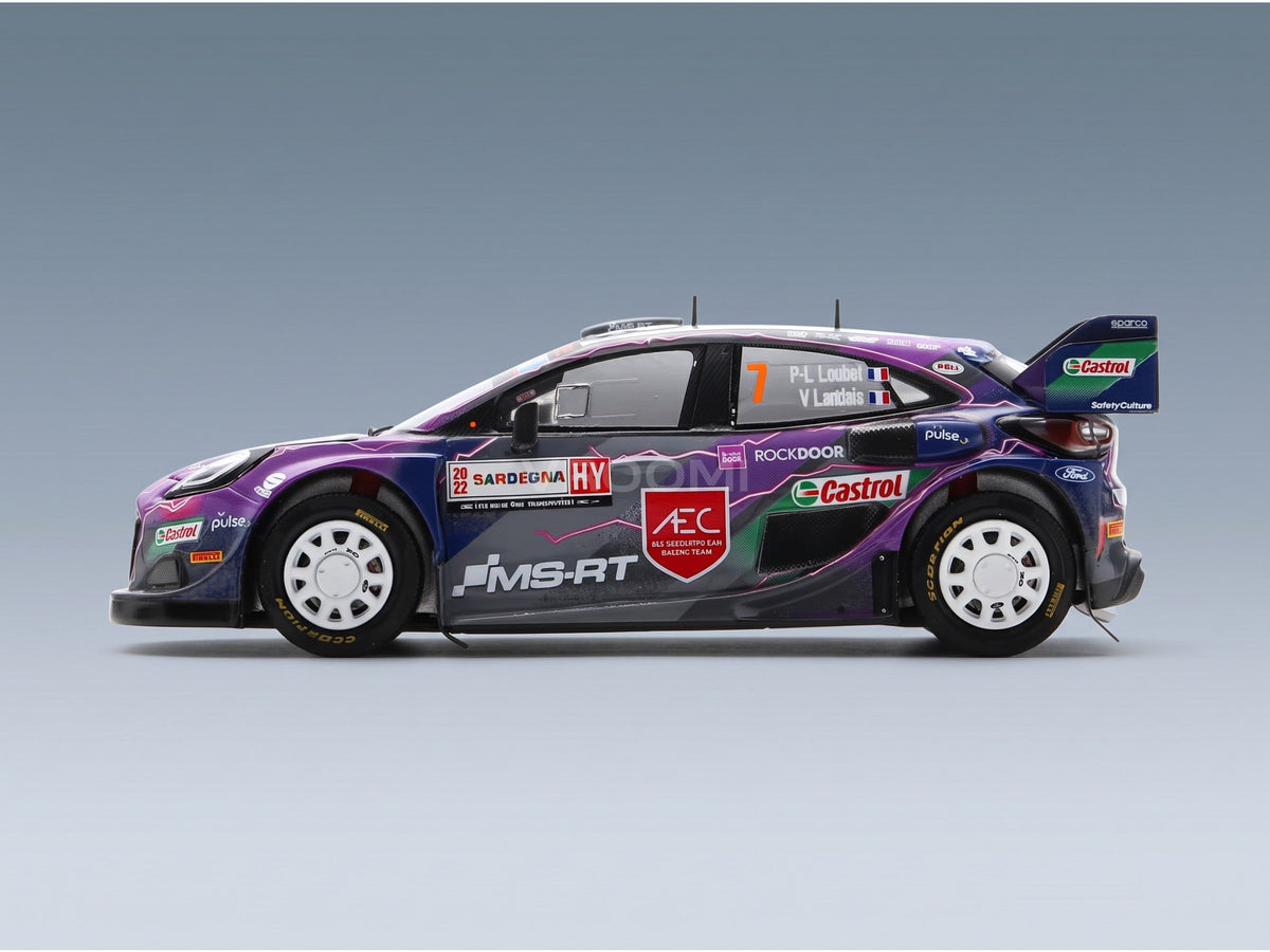 Ford Puma Rally1 Team Ford World Rally M-Sport No. 7 P.-L. Loubet Vincent Landais 4th Rally Sardinia Italy 2022 Spark Model 1:43 scale model - side view