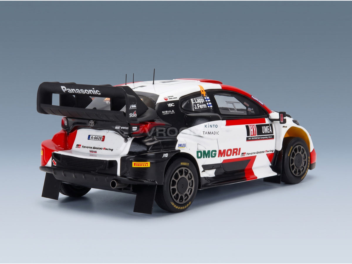 Toyota Yaris GR Rally1 Team Toyota Gazoo Racing WRT No. 4 Lappi Ferm 3rd Rally Sweden 2022 Spark Model 1:43 scale model - rear three-quarter view