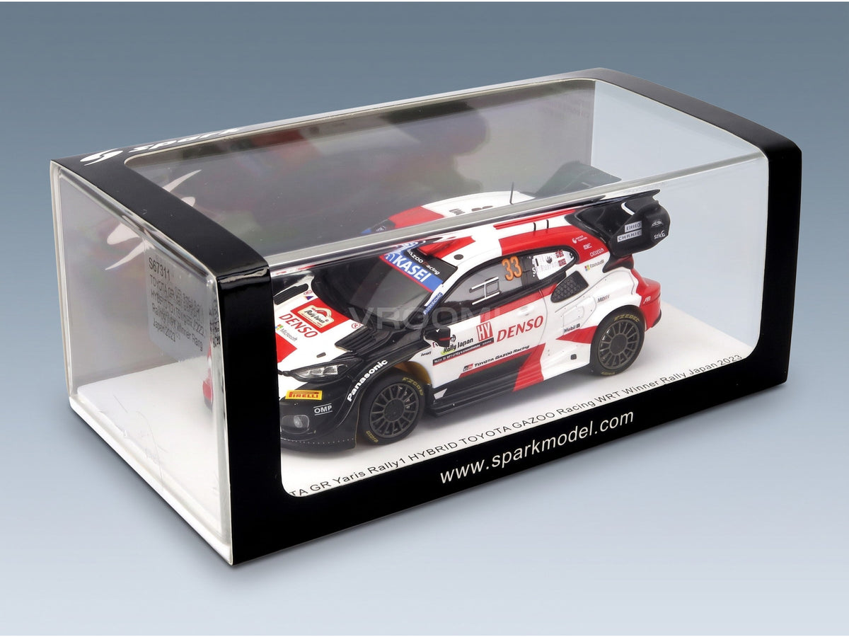 Toyota Yaris GR Hybrid Rally1 Team Toyota Gazoo Racing WRT No. 33 Elfyn Evans Scott Martin Winner Rally Japan 2023 Spark Model 1:43 scale model - original packaging