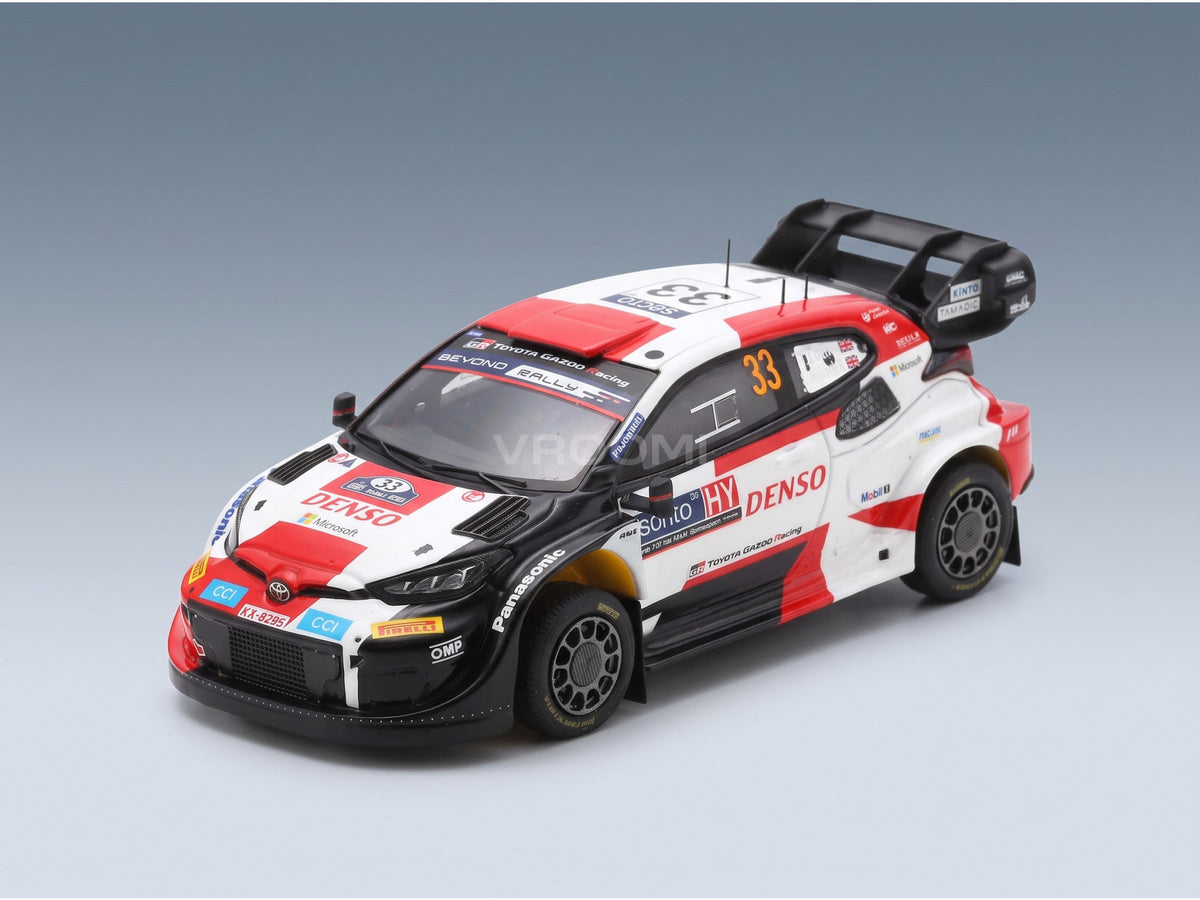 Toyota Yaris GR Hybrid Rally1 Team Toyota Gazoo Racing WRT No. 33 Elfyn Evans Scott Martin Winner Rally Finland 2023 Spark Model 1:43 scale model - front three-quarter view