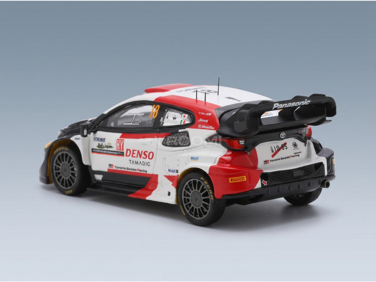 Toyota Yaris GR Hybrid Rally1 Team Toyota Gazoo Racing WRT No. 18 T. Katsuta Aaron Johnston 5th Rally Japan 2023 Spark Model 1:43 scale model - rear three-quarter view