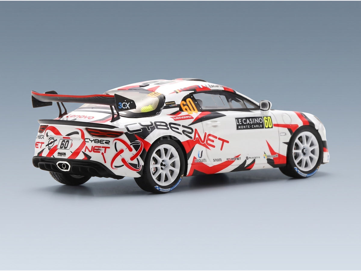 Alpine A110 RGT Team Chazel Technologies Course No. 60 4th RGT Armand Fumal Jules Escartefigue Rally Monte Carlo 2024 Spark Model 1:43 scale model - rear three-quarter view