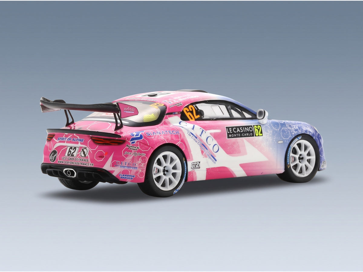 Alpine A110 RGT Team Code Racing Development No. 62 Christophe Berard Christophe Bernabo Rally Monte Carlo 2024 Spark Model 1:43 scale model - rear three-quarter view