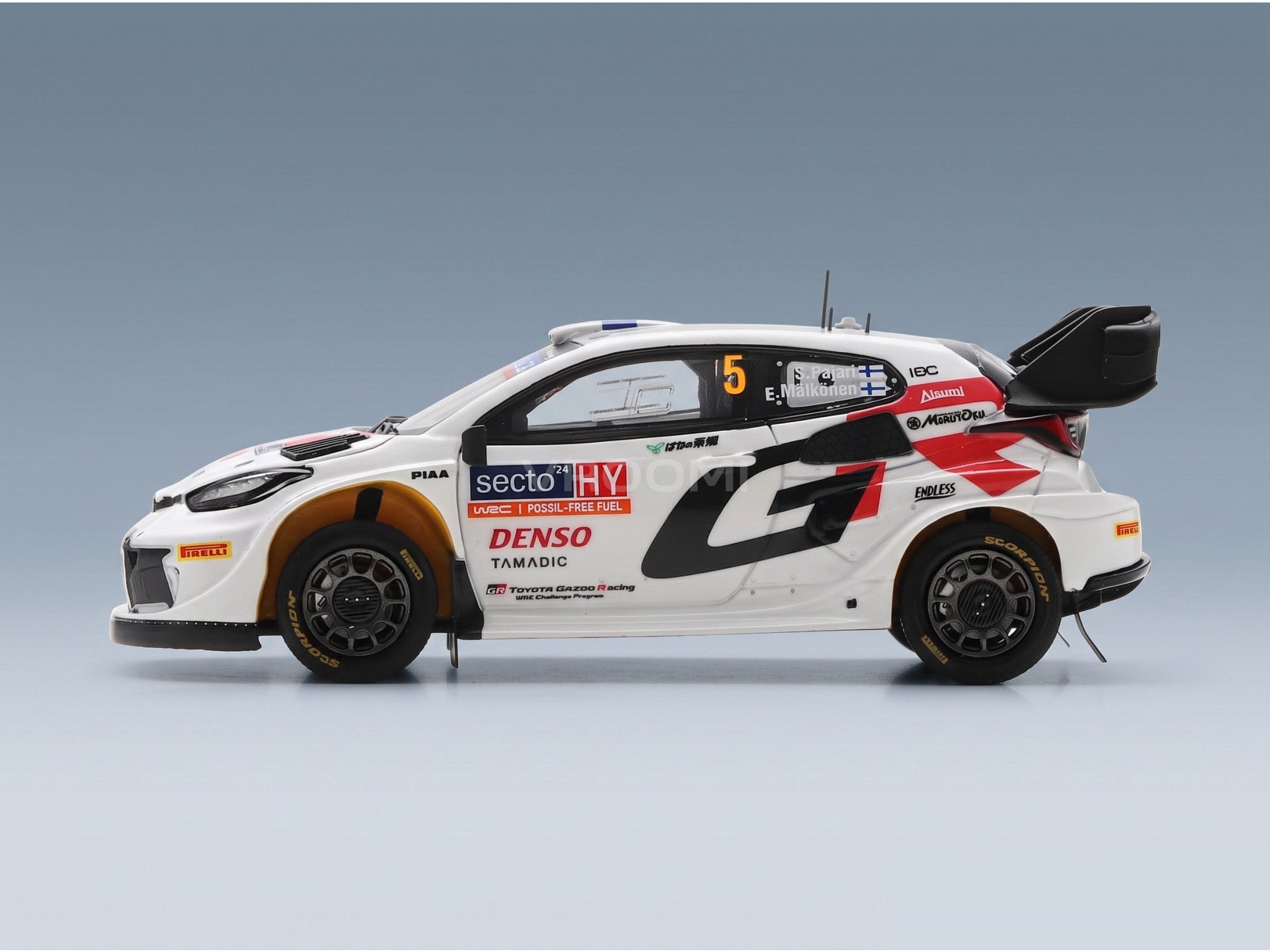 Toyota Yaris GR Rally1 Hybrid Team Toyota Gazoo Racing WRT No. 5 Sami Pajari Enni Malkonen 4th Rally Finland 2024 Spark Model 1:43 scale model - side view