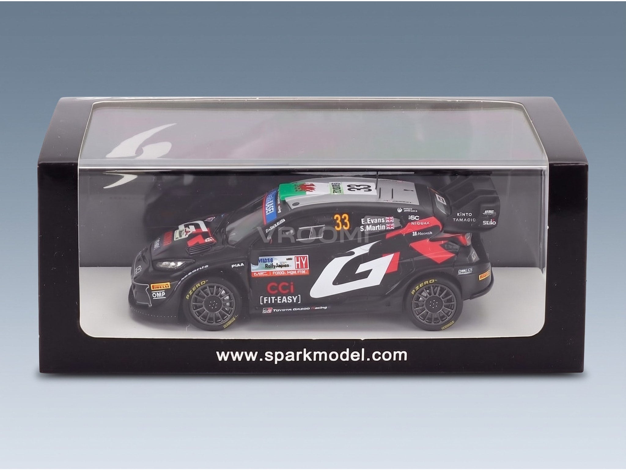 Toyota Yaris GR Rally1 Hybrid Team Toyota Gazoo Racing WRT No. 33 Elfyn Evans Scott Martin Winner Rally Japan 2024 Spark Model 1:43 scale model - original packaging