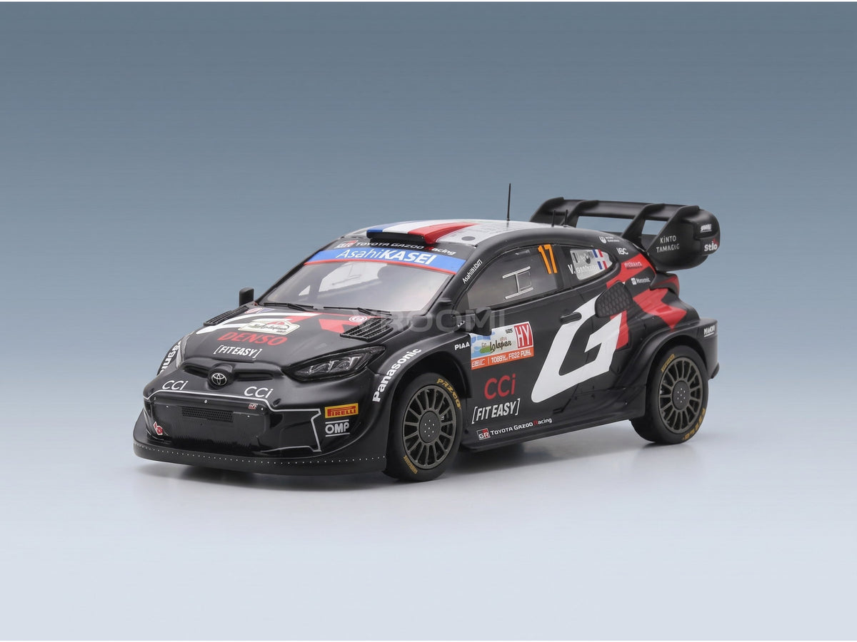 Toyota Yaris GR Rally1 Hybrid Team Toyota Gazoo Racing WRT No. 17 Sébastien Ogier Vincent Landais 2nd Rally Japan 2024 Spark Model 1:43 scale model - front three-quarter view