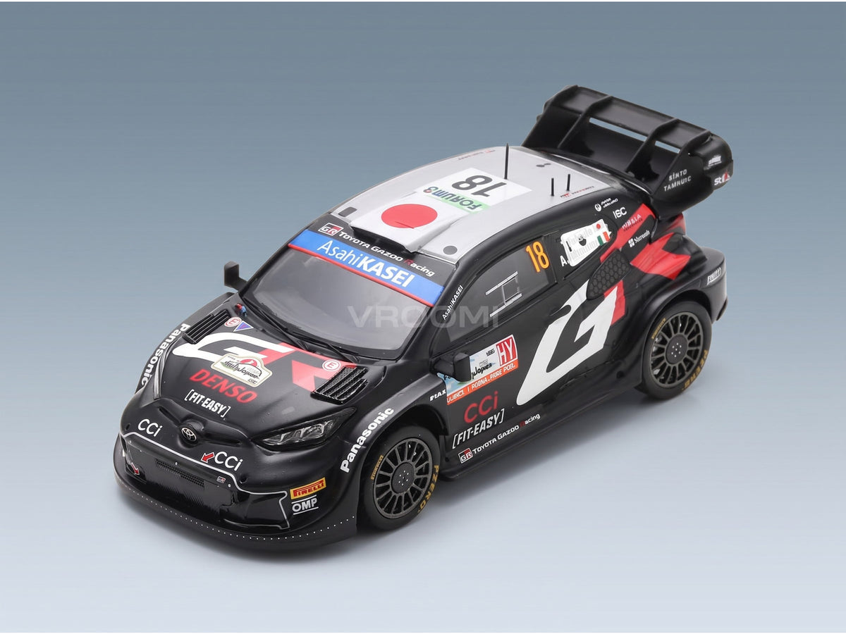 Toyota Yaris GR Rally1 Hybrid Team Toyota Gazoo Racing WRT No. 18 Takamoto Katsuta Aaron Johnston 4th Rally Japan 2024 Spark Model 1:43 scale model - front three-quarter view
