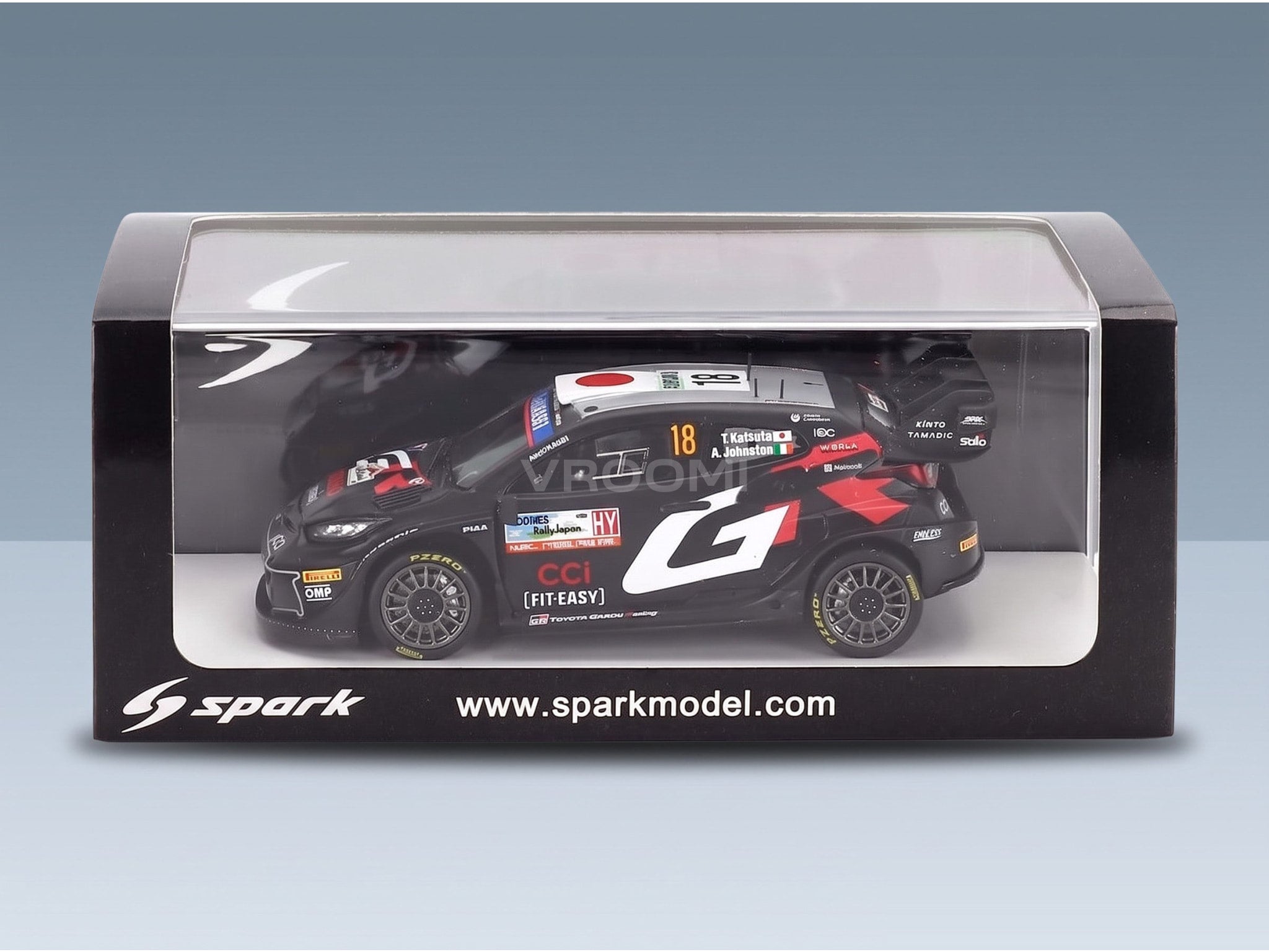 Toyota Yaris GR Rally1 Hybrid Team Toyota Gazoo Racing WRT No. 18 Takamoto Katsuta Aaron Johnston 4th Rally Japan 2024 Spark Model 1:43 scale model - original packaging