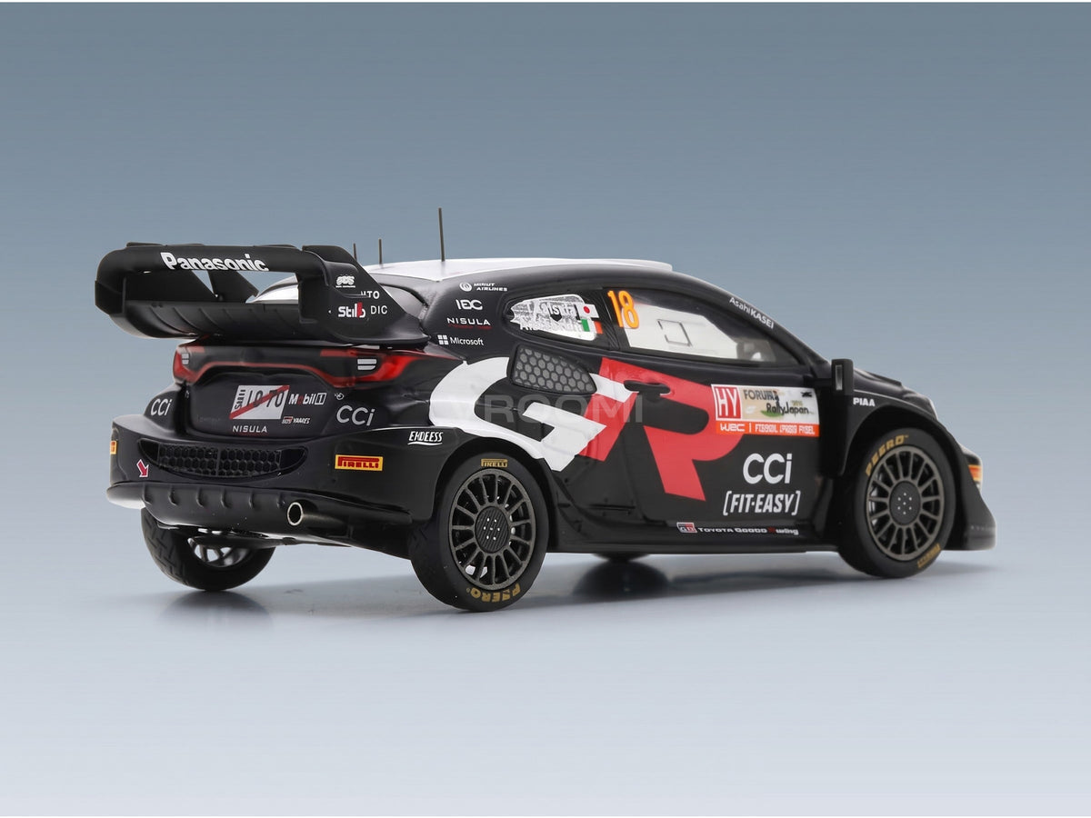 Toyota Yaris GR Rally1 Hybrid Team Toyota Gazoo Racing WRT No. 18 Takamoto Katsuta Aaron Johnston 4th Rally Japan 2024 Spark Model 1:43 scale model - rear three-quarter view