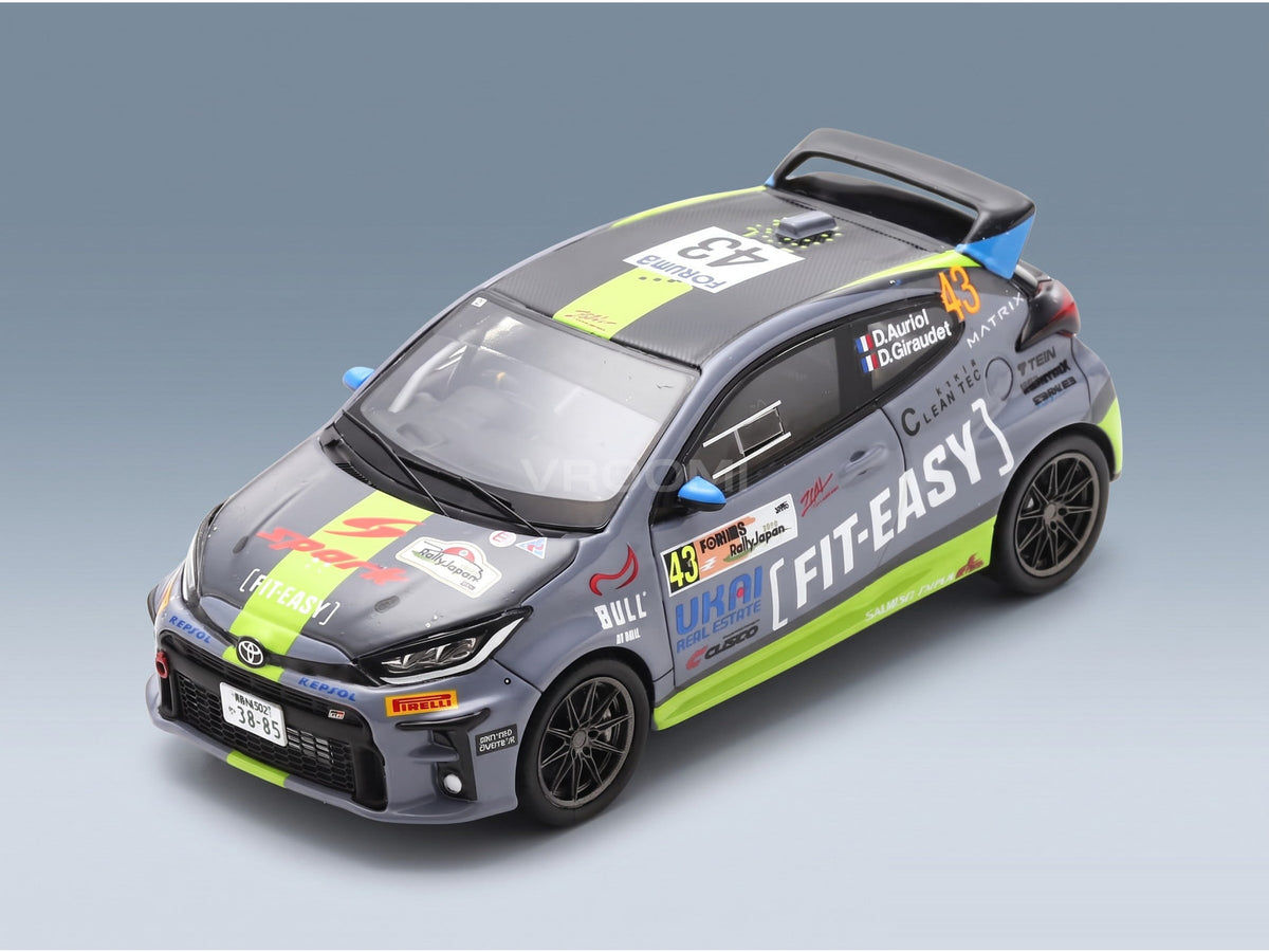 Toyota Yaris GR Team Fit-Easy Spark Racing No. 43 Didier Auriol Denis Giraudet Rally Japan 2024 Spark Model 1:43 scale model - front three-quarter view