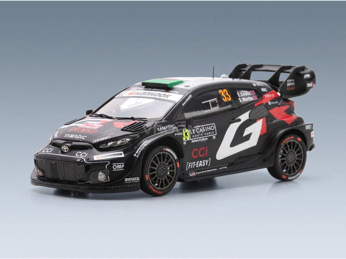 Toyota Yaris GR Rally1 Team Gazoo Racing WRT No. 33 Elfyn Evans Scott Martin 2nd Rally Monte Carlo 2025 Spark Model 1:43 scale model - front three-quarter view