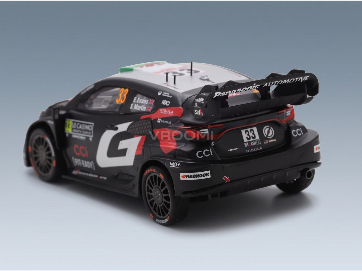Toyota Yaris GR Rally1 Team Gazoo Racing WRT No. 33 Elfyn Evans Scott Martin 2nd Rally Monte Carlo 2025 Spark Model 1:43 scale model - rear three-quarter view