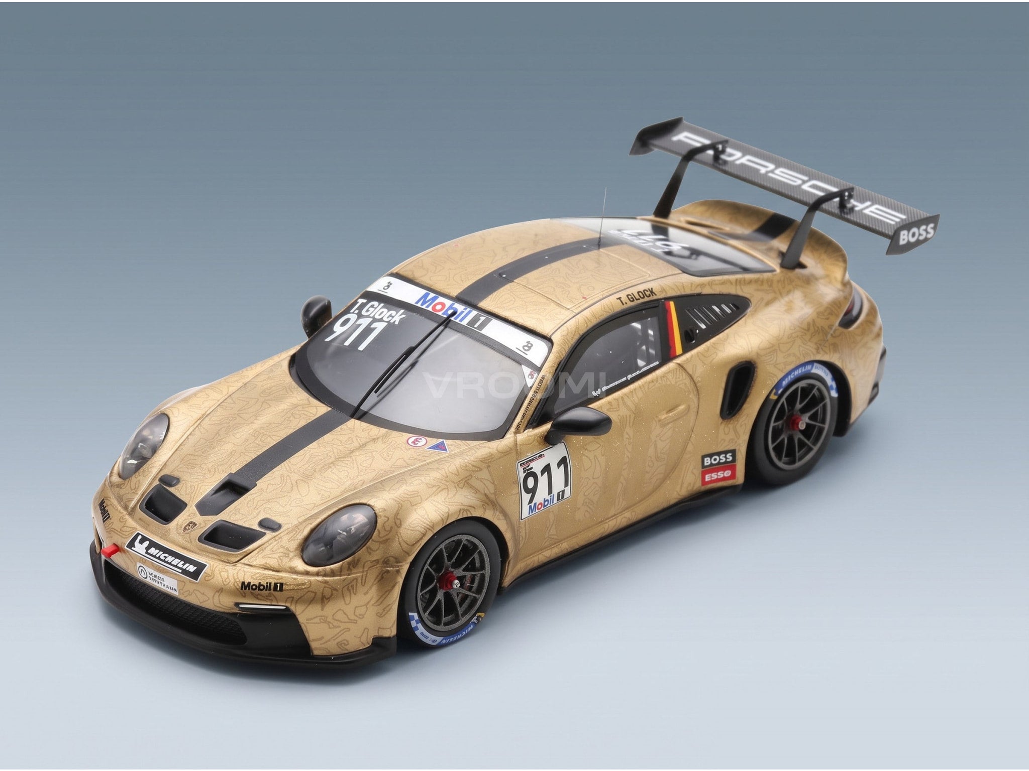 Porsche 911 992 GT3 Cup Porsche Motorsport No. 911 Timo Glock Porsche Supercup 2023 Spark Model 1:43 scale model - front three-quarter view