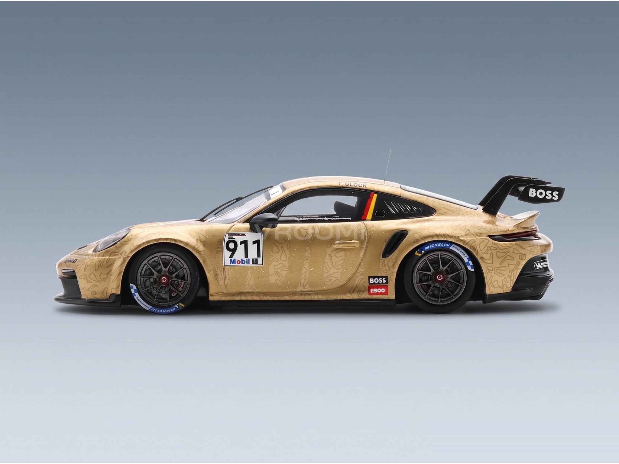 Porsche 911 992 GT3 Cup Porsche Motorsport No. 911 Timo Glock Porsche Supercup 2023 Spark Model 1:43 scale model - side view