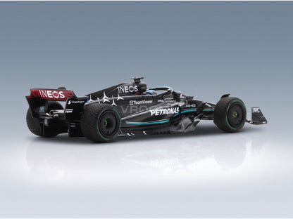 Mercedes F1 W14 Team Mercedes-AMG Petronas Formula One No. 63 5th Monaco GP 2023 George Russell Spark Model 1:43 scale model - rear three-quarter view
